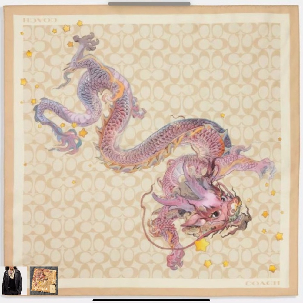 Coach Lunar New Year Dragon Silk Bandana Scarf *NEW* With Tags